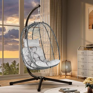 Sedia a dondolo a forma di uovo <span class=keywords><strong>da</strong></span> interno/esterno con supporto, sedia a dondolo a forma di uovo per patio, camera <span class=keywords><strong>da</strong></span> letto, <span class=keywords><strong>giardino</strong></span> e balcone - Product Image 1