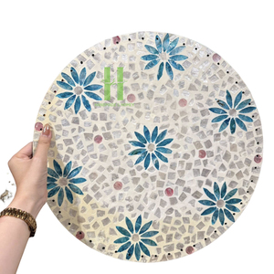 BEST SELLER Luxury Mother of Pearl Inlay <b>Round</b> <b>Placemats</b> Table Centerpieces Decorations OEM Design From Vietnam - Product Image 1