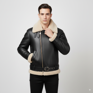 Stock de vestes en cuir à fermeture éclair avec ceinture avec fourrure vente en gros veste en cuir pleine fleur étanche à l'eau et au vent 1 quantité minimale de commande - Product Image 2