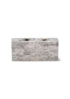 Porte-bougie en travertin argenté, support à deux bougies, minimaliste, artisanal, base de bougie en pierre pour une décoration élégante de la maison et des événements