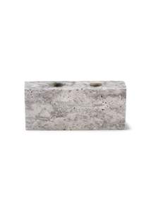 Portavelas de Travertino Plateado, Base para Dos Velas, Minimalista, Hecho a Mano, de Piedra, para Decoración Elegante del Hogar y Eventos - Product Image 5