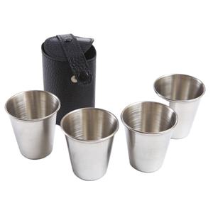 Juego de Vasos de Chupito Mini Imra Impex con Funda de Cuero, 4 Vasos Portátiles para Vino, Color y Logotipo Personalizables, para Campamento, Fiestas y Viajes - Product Image 1