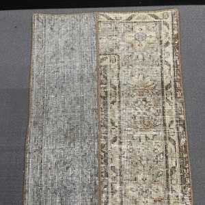 Turkish <b>Runner</b> <b>Rug</b> 1.6x9 ft (49x273 cm), Gray Solid Vintage <b>Rug</b> - Product Image 3