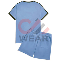 Conjunto Deportivo de Verano para Hombre, Camiseta de Algodón 100% con Bloques de Color y Estampado de Letras, Pantalones Cortos Deportivos, Estilo Casual