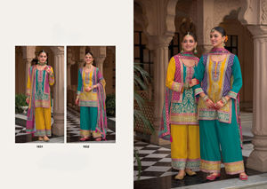 ชุดส่าหรีผ้าไหมสำเร็จรูปสไตล์โมเดิร์น คอลเลคชั่นคาสตูรี ชินอน งานปัก แห้งเร็ว ใส่ได้ทุกฤดู สำหรับผู้หญิง อินเดีย/ปากีสถาน - Product Image 4