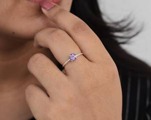 Handmade <b>Amethyst</b> <b>Ring</b> 925 Sterling Silver Round Prong 6mm Purple Gemstone Jewelry Dainty Womens <b>Ring</b> Gift For Her - Product Image 3