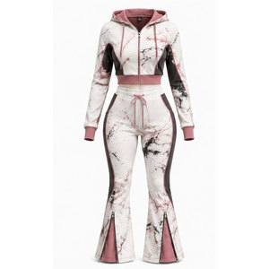 Sweat-shirts courts pour femmes en tissu doux de haute qualité avec pantalon, matière légère, coupe confortable pour les occasions décontractées et les activités de plein air - Product Image 1