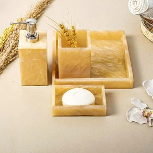 Modern Luxury Eco-friendly Durable Almond Colored Resin Bathroom <b>Hardware</b> <b>Set</b> High Quality Customized Bathroom Accessory New - Product Image 6