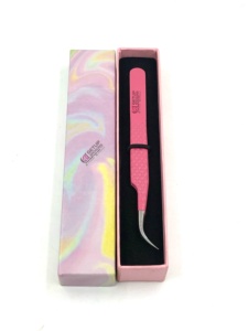 GETUP BROSONS IMPEX Nouvelle pince à épiler incurvée rose avec revêtement en poudre, pointe argentée, poignée diamantée, en acier inoxydable, 10 mm, à dents de scie - Product Image 6