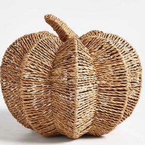 Panier de citrouille d'Halloween Panier de rangement en bambou pour la décoration de la maison et de la cuisine de la table de Thanksgiving - Product Image 1