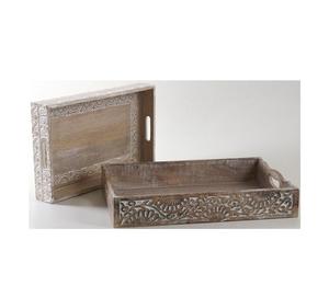 ถาดเสิร์ฟสีขาวเป็นมิตรกับสิ่งแวดล้อมพร้อมเม็ดไม้นุ่มและสัมผัสของช่างฝีมือที่ออกแบบมาสำหรับไลฟ์สไตล์ที่ผ่อนคลายหรือความต้องการที่เป็นของขวัญ - Product Image 3