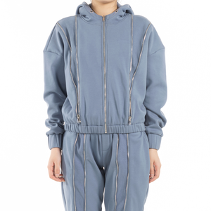 2025 Trend Streetwear <b>Women's</b> Winter Sweatsuit Set OEM Custom Logo Embroidered Letter Design 100% Cotton Fleece <b>Sweatpants</b> - Product Image 5