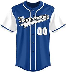 Nueva camiseta de béisbol Azul Real-Camisa con botones y nombre y número personalizados, uniforme deportivo para hombres y mujeres, - Product Image 3