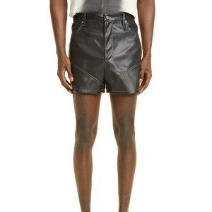 Short en cuir pour hommes à la mode avec fermeture à glissière et ceinture réglable Short en cuir pour hommes classiques - Product Image 2