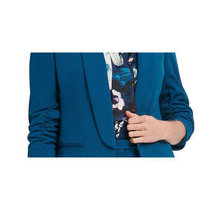 Blazer da donna DKNY a tre quarti con maniche arricciate, blu, taglia 4 Petite, in maglia ricamata, stampa, lunghezza corta - Product Image 3