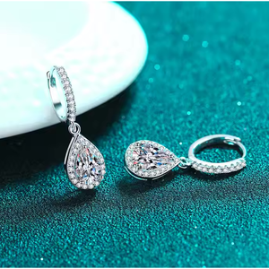 NOVAMART Fine 2 Ct GRA Certified Pear Shaped Moissanite 925 <b>Sterling</b> <b>Silver</b> <b>Stud</b> Earrings Wholesale Export - Product Image 2
