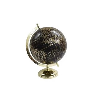 Support de bureau Globe carte du monde en métal argenté de 42cm Design moderne avec motif rond en laiton poli et aluminium pour une utilisation décorative - Product Image 5