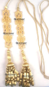 Borlas con Cuentas Doradas, Flecos Metálicos y Cordón, Borlas Hechas a Mano, Borlas Decorativas con Cuentas de Tamaño Personalizado - Product Image 4