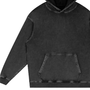 Sudadera con capucha negra lavada con ácido, ropa de calle de gran tamaño, Jersey de algodón Unisex pesado, sudadera con capucha, Top informal Vintage holgado - Product Image 3