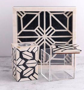 Luxury Craft's Mother of <b>Pearl</b> Inlay Yellow Tray Set with Mop Bakhoor & Incense Burner Ginger Scent - Product Image 4