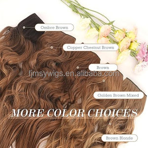 Extensions de cheveux en fil invisible avec fil synthétique réglable cheveux bouclés longs ondulés <span class=keywords><strong>Secret</strong></span> postiches pour les femmes - Product Image 6