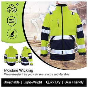 Veste de sécurité réfléchissante haute visibilité pour hommes Veste de travail thermique Poches zippées Vêtements de travail classiques durables - Product Image 3