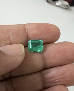 Esmeralda Colombiana Cultivada en Laboratorio, Forma Octogonal Rectangular, Piedras Preciosas Sueltas Hidrotermales, Azul Verdoso, 8x10mm, Esmeraldas Creadas - Product Image 4