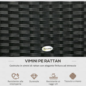 Outsunny Rattan and Steel Garden <b>Storage</b> <b>Chest</b> with Lid, 95x60x53cm, Black - Product Image 5