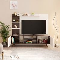 BLUEWUD Rowlet Mini unité TV debout au sol en bois avec étagères pour livres et décoration unité d'affichage lit salon jusqu'à 42 pouces tv