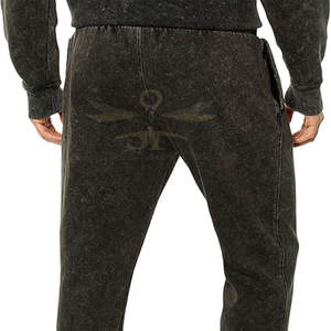 Venta al por mayor de ropa deportiva de peso ligero lavado con ácido pantalones de chándal de uso en invierno a prueba de viento lavado con ácido para la venta - Product Image 4