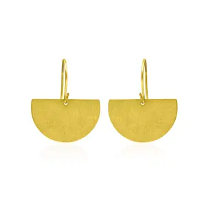 D shape geometric earring brass metal matte finished gold plated jewelry wholesale lot suppliers fashionable simple earring gift