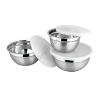 Boîtes et bacs de rangement carrés en acier inoxydable de qualité supérieure avec couvercles Coffret cadeau 3 pièces écologique Tailles 13cm-29cm