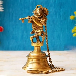 Exquisita campana colgante de Krishna, artesanía de Metal de latón de alta calidad, decoración tradicional de lujo para el hogar, exportación directa de Diwali - Product Image 1