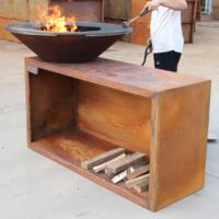 Kingjoy Forge Factory Vente en gros Brasero Plancha Barbecue multifonctionnel 3-en-1 pour extérieur en acier Corten rouillé à structure KD