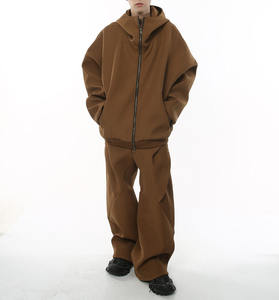 ชุดเสื้อคาร์ดิแกนซิปคู่สไตล์วินเทจไฮสตรีทชุดเสื้อฮู้ดแฟชั่นมีเอกลักษณ์ - Product Image 1