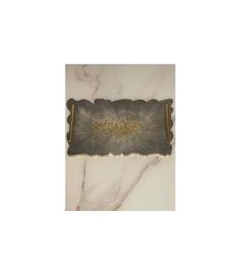 Bandeja Rectangular de Resina Epoxi Natural con Papel de Oro, Utensilios de Cocina, Bandeja para Servir Alimentos y Frutas, Bandeja de Resina Más Vendida con Papel de Oro - Product Image 4