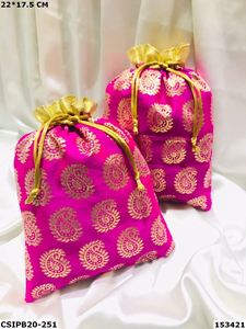 Bolsas con cordón de satén, brocado de algodón y yute impresas con logotipo personalizado con estampado de logotipo personalizado en morado y dorado - Product Image 4