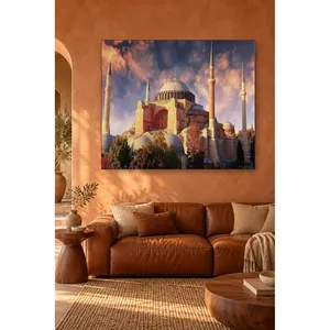 Impression sur toile de la mosquée Fida Hagia Sophia sous un ciel nuageux - Product Image 1