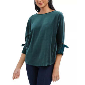 Top da Donna in Velluto con Maniche Annodate Charter Club Verde Taglia X-Large - Stile Casual per la Stagione Autunnale - Product Image 1