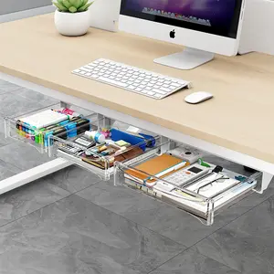 Kendinden yapışkanlı masası çekmece takılabilir masası depolama organizatör gizli Slide-out ofis ev için dolap kırtasiye