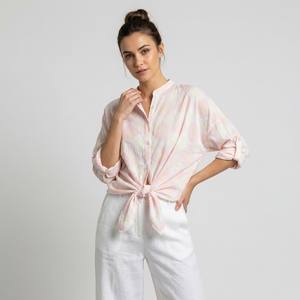 Blusa Informal Ligera con Botones en las Mangas, Cuello Camisero, Tela de Malla con Patrón Argyle, 100% Algodón, Talla Única (Tallas 38-44) - Product Image 3