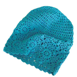 Customizable Retro Literary Pattern Satin <b>Bonnet</b> Hand-Knitted Spring Summer Bucket Hat Thin Cut Cotton Thread Casual Scene - Product Image 1