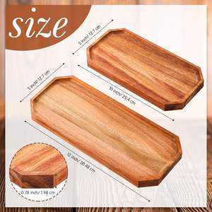 Plateau de service en bois d'acacia 12 pièces pour décor Plateau de service rustique Plateau de charcuterie rectangulaire Assiette à fromage - Product Image 3