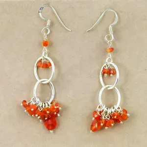 Pendientes de Plata de Ley 925 con Piedra de Cornalina de Estilo Religioso Clásico para Mujer, Engaste de Bisel para Regalo de Boda, Aniversario o Fiesta - Product Image 1