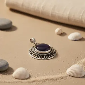 "Platinum Rhodium-Plated Geometric <b>Pendant</b> Necklace for Women-925 Sterling Silver Freshwater <b>Pearl</b> 14K Gold" - Product Image 1