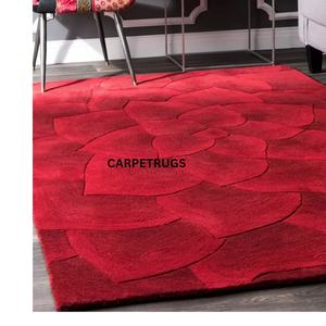 Alfombra de lana Mohawk Baho de algodón de alta calidad 100% moderna, Alfombra de área hecha a mano con patrón Floral Rojo Negro silenciado para sala de estar - Product Image 1