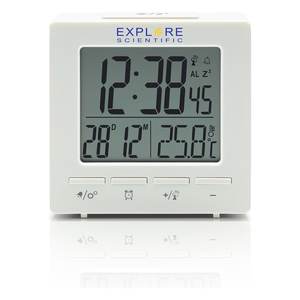 Reloj Despertador de Escritorio Multifunción con Control Remoto por Radio, Color Blanco, Modelo RDC1005 de Explore Scientific - Product Image 2