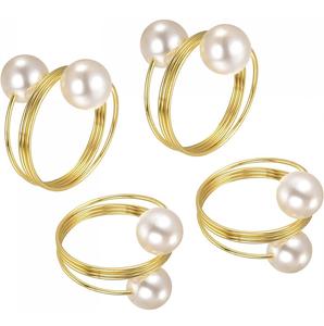 Rond de serviette en laiton de conception de perle de forme ronde pour des arrangements spéciaux de table de dîner - Product Image 1