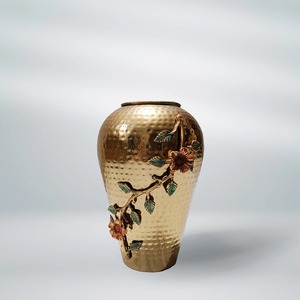 Elegant Metal <b>Vase</b> with Intricate Floral Pattern Perfect for Classic Home Decor and Tabletop Display From India - Product Image 3