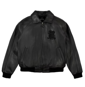 Veste universitaire à capuche Avirex enduite, coupe-vent et respirante, en cuir véritable de haute qualité, col montant brodé – Meilleure vente - Product Image 1